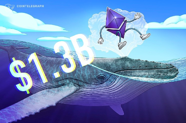 Мнение: кит увеличил запас Ethereum до $1,3 млрд и усилил надежды на рост к $4000